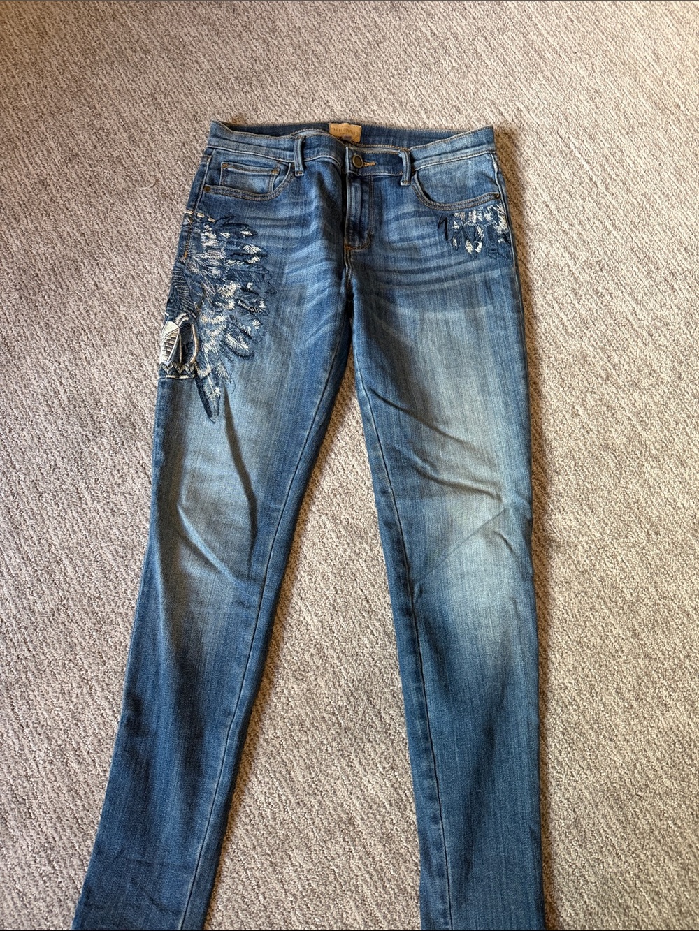 Driftwood Marilyn Embroidered Skinny Jeans in Medium Blue Wash - 28 - Picture 2 of 7